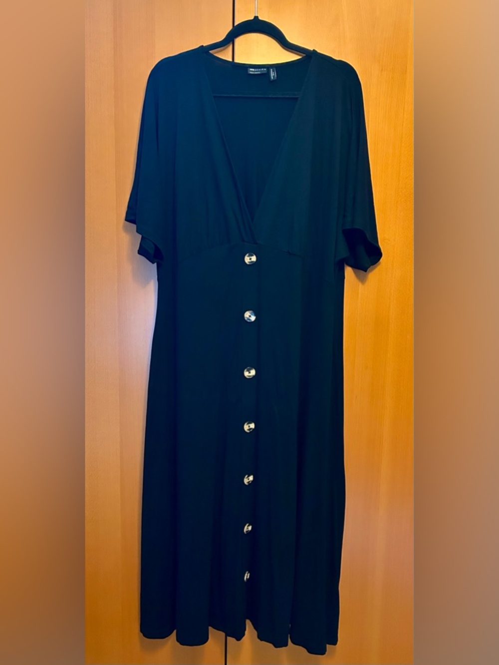 Black Button-Front Midi Dress - Brand: ASOS